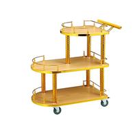 Stainless Steel 3-Tier Rolling Cart Mobile Kitchen Service Trolley with Handle Food Storage Cart for Dining Restaurant & Hotel - Brown