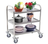 Stainless Steel 3-Tier Rolling Kitchen Cart Utility Service Trolley with Locking Wheels Versatile Storage Solution for Catering Kitchen Island and Home nization