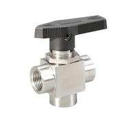 Stainless Steel 3 Way Ball Valve, 1/8" Female Thread Durable Valve Pipe Flows Control for Water Gas Air Oil