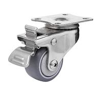 Stainless Steel 304 2inch Casters 50mm Silver PCE Wheel NonMarking 110 LB Load Capacity Each HeavyDuty with Brake for Furniture and Equipment.