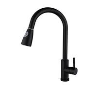 Stainless Steel 304 Black Kitchen Faucet with Pull Down Sprayer, 360° Rotation, Multifunctional Dual Mode, Modern Sink Mixer Tap for Home and Commercial Use