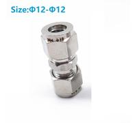 Stainless Steel 304 Double Ferrule Tube Fitting Straight Connect Adapter for Hydraulic Pneumatic Systems, Size Options from Ø3-Ø12mm, Working(Φ12-Φ12)