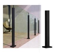 Stainless Steel 304 Glass Balustrade Kit - Square Black End Post Railing for Modern Stair Safety Fencing, 65cm Height, Easy Installation