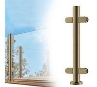 Stainless Steel 304 Glass Railing Post 105cm Tall Angled Column with Slots & Base Golden & Silver Finish Perfect for Terrace Balustrades.