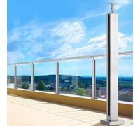 Stainless Steel 304 Glass Railing Post 60-145 cm - End, Corner & Center Support for Indoor & Outdoor Balustrades -, Stylish Glass Barrier for Decks & Balconies