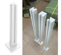 Stainless Steel 304 Glass Railing Post, White Square Balustrade Support 50-130 cm, Durable Glass Panel Holder, Modern il for Safety & Style