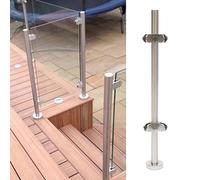 Stainless Steel 304 Glass Stair Railing Post System - Silver il Balusters with Glass Clamp & Rubbers, Corner Post 60cm/23.6in, Durable Metal Balustrade for Staircase Safety