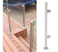 Stainless Steel 304 Glass Stair Railing Post System - Silver Metal Balustrade with il, Glass Clamp & Rubbers, 120cm/47.2in End Post for Staircase Safety