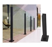 Stainless Steel 304 il for Stairs - Square Black Glass Balustrade Post Kit Safety Railing System Staircase Guardrail Middle Post Size: 9"