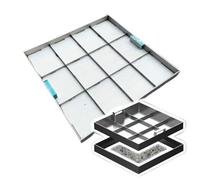 Stainless Steel 304 Invisible Manhole Cover with Retractable Handle F Design Multiple (14"x14" 36x36cm)