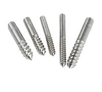 Stainless Steel 304 M4M5M6M8M10M12 Single End Self-tapping Furniture Screw Connector Woodworking Dowel(M10X100)