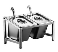 Stainless Steel 304 Spice Rack Set - 5 Pans Single Row Commercial Jam Holder Kitchen Countertop Shelf for Cafeteria & Beverage Storage (A/13.7X7X8IN)