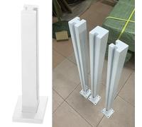 Stainless Steel 304 Square Glass Railing Post, White Glass Balustrade Support 50-130cm, Durable Glass Panel Holder with il, Modern Safety Guardrail System