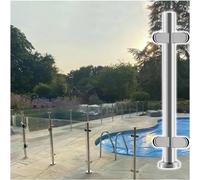 Stainless Steel 304 Stair Railing Balusters for Deck & Pool Glass Clamp & Base Rail Brackets Kit 10-12mm Vinyl/Tempered Glass Replacement Posts - Corner Post Included