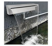 Stainless Steel 32in Pool Waterfall Spillway - Rectangular Outdoor Water Feature with Pipe Connector, Elegant Overflow Spout for Garden & Backyard Decor, Silver Finish
