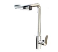 Stainless Steel 360° Rotating Waterfall Kitchen Faucet, Hot & Cold Pull-Out Sink Mixer with Waterfall Flow Nozzle - Modern Silver Design