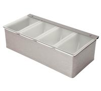 Stainless Steel 4 Compartment Bar Condiment Caddy, Cocktail Accessories, Garnish