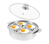 Stainless Steel 4 Cups Egg Poacher for Induction Hob Versatile Kitchen Poacher Egg Maker Cooker with 4 Cup and Glass Lid for Cooker Egg Pan