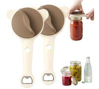 Stainless Steel 4-in-1 Jar Opener, Adjustable Lid Remover for Seniors & Arthritis - Opens Kitchen Jars, Bottles, Cans with Ease (2 Pack)