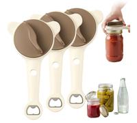 Stainless Steel 4-in-1 Jar Opener, Adjustable Lid Remover for Seniors & Arthritis - Opens Kitchen Jars, Bottles, Cans with Ease (3 Pack)