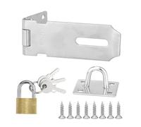 Stainless Steel 4-Inch Hasp and Lock - Heavy-Duty Door Latch with Brass Padlock for Gate Security