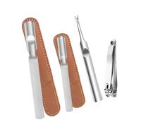 Stainless Steel 4 Pcs Nails File Cutter Cuticle Pusher And Trimmer Cuticle Fork With Comfortable Grip Portable Nail Care Set
