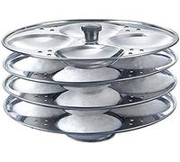 Stainless Steel 4 Rack Idli Stand, Idli Maker - Indian Idli (Rice Cake) Steamer, Makes 16 Idlis