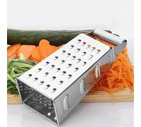 Stainless Steel 4-Sided Box Grater for Cheese, Carrot and Food - Fine, Medium, Coarse Grating & Slicing - Kitchen Shredder Tool, Silver