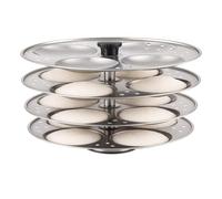 Stainless Steel 4-Tier Idli Stand - Idli Maker & Steamer Rack for Pressure Cooker | Makes 16 Soft Idlis | Durable, Rust-Free, Easy to Clean, Silver