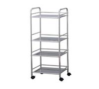 Stainless Steel 4-Tier Utility Cart with Safety Brake & U-Shaped Ramp Rolling Service Trolley for Hotels Restaurants and Kitchens Silver Metal Storage Solution