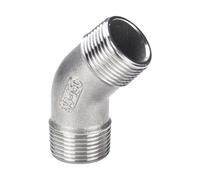 Stainless Steel 45 Degree 90 Deg Elbow, 1/4" 3/8" 1/2" 3/4" 1" 1-1/4" Male-Female Threaded Elbow Connector 304 Pipe Fitting, 1pcs(45 Male T Elbow,1.25 Inch)