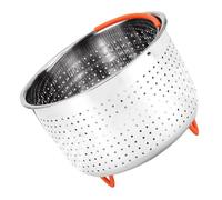 Stainless Steel 4l Steamer Basket Insert for Rice Cooker | Perforated Base, Silicone Handle, Stackable Build, Silver Finish, for Dumplings and Family Meals
