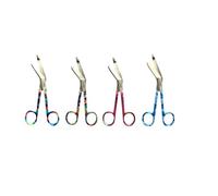 Stainless Steel 5.5 inch Small Scissors All Purpose Multicolored Set of 4 Pieces Heavy Duty Safety Trauma Nursing Shears Tough Cut Lister Pattern Bandage Scissors Student Utility First Aid Scissors