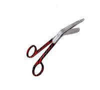 Stainless Steel 5.5'' Trauma Tough Cut All Purpose Blunt Ended Surgical Scissors Lister Bandage Shears Color Coated Nursing Student First Aid Utility Scissors (Red)
