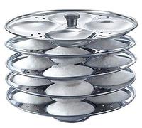 Stainless Steel 5-Rack Idli Stand, Medium, Silver
