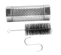Stainless Steel 6 Inch BBQ Smoke Tube Hexagonal Anti-Roll Design Rust Resistant for Hot or Cold Works on Gas Electric Charcoal Grills Holds More Wood Pellets with Brush Hook Silver(1)