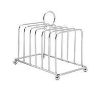 Stainless Steel 6-Slot Toast Rack with Loop Handle, Vintage Silver Metal Bread Holder Stand for Breakfast, Brunch & B&B Table Decor