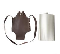 Stainless Steel 64oz Outdoor Portable Flask with Leather Cover Large Capacity Metal Bottle for Whiskey Plus Liquor Storage