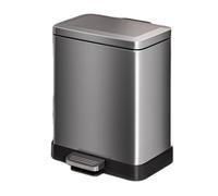 Stainless Steel 7L Kitchen Trash Can with Soft Close Lid Step-On Design Inner Bucket Non-Slip Wide Pedal Open-Stop Function Silver Finish