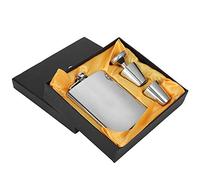 Stainless Steel 7Oz Liquor Hip Flask Funnel with Two Wine Cups Set Premium Portable Flask Set for Camping Travel Gifts Wine Lovers Stainless Steel Brushed Mirror 210ml (7 oz Mirror Pot + 1 Funnel +