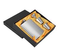 Stainless Steel 7Oz Liquor Hip Flask Funnel with Two Wine Cups Set Premium Portable Flask Set for Camping Travel Gifts Wine Lovers Stainless Steel Brushed Mirror 210ml (7 oz Brushed Pot + 1 Funnel +