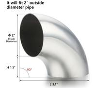 Stainless Steel 90 Degree Bend Elbow Pipe for Automotive Exhaust Systems 2/2.5/3 Inch Weldable Exhaust Fitting Polished 304 Ss Downpipe Connector for Tight Space Installation