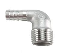 Stainless Steel 90 Degree Elbow, 1/4" 3/8" 1/2" 3/4" 1" BSPT Male 6/8/10/12/14/15/16/20/25/32mm Hose Barb 90° Elbow Connector SS304, 1PCS(DN10 x Barb 15mm)