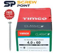 TIMCO Classic Multi-Purpose Screws - 4.5 x 60 - A2 Stainless Steel - Box of 200