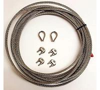 Stainless Steel A4 Marine Grade Wire Rope Cable +2 x Thimble + 4 x Rope Clamp (Diameter : 2mm / Length: 5m)
