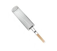 Stainless Steel Acero Parrilla Cesta Giratoria para Barbacoa, Rodantes para Barbacoa 51.3 x 29.5 x 9 cm, Adecuado para Asar Verduras, Carne y Marisco al Aire Libre