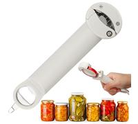Stainless Steel Adjustable Cap Screwer, Multifunctional Retractable Magnetic Bottle Can Opener, Multi Kitchen Tool for Wine, Jelly Jars, Beer and Other (Off White)