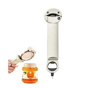 Stainless Steel Adjustable Caps Lid Opener, Multifunctional Retractable Bottle Opener, Jar Lid Gripper, Bottle Opener Wall Mounted, for Easily Effortlessly Open Caps of Various Size (White)