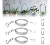 Stainless Steel Adjustable Hanging Wire, 3 Pcs Adjustable Picture Hanging Wire Kit,Heavy Duty 2m X1.5mm, Holds 44lb PVC Coated, For Hooks & Loops,LED Screens,Art Galleries, Shopping Malls