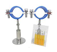 Stainless Steel Adjustable Pipe Bracket Clamp - Wall/Ceiling Mount Support for 1-1/2 Inch Pipe, Heavy-Duty Rust-Proof Brackets with Fixings, 2 Pack